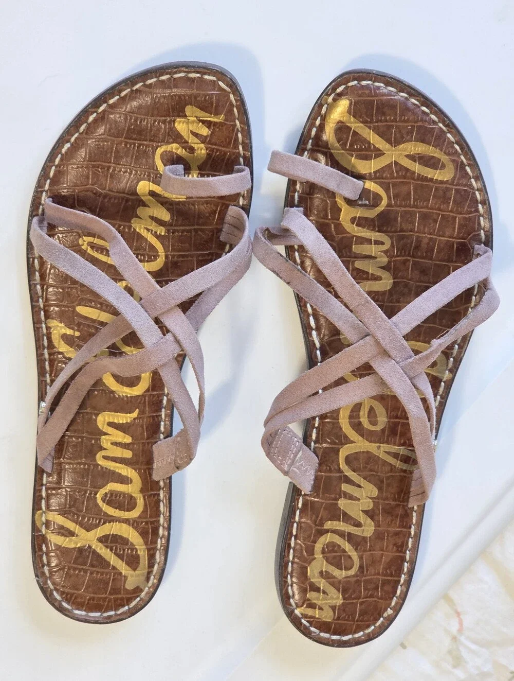 ​Sam Edelman Pink Fabric Multi Strap Flat Gladiator Sandals Sz 8.5 Boho-Chic - Picture 3 of 11